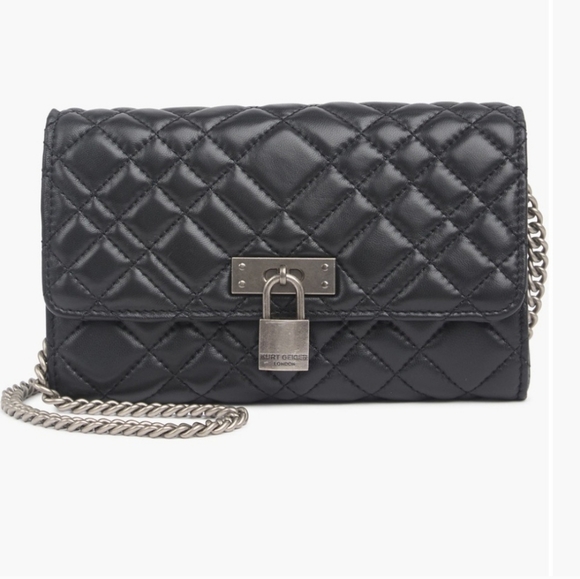 Kurt Geiger Handbags - Kurt Geiger Brixton Black Quilted
Leather Chain Lock Crossbody